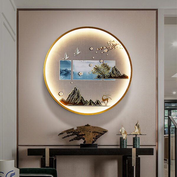 Three Dimensional Relief Entryway Decorative Painting Lamp Circular Background Wall Landscape Mural Lamp – Bild 3