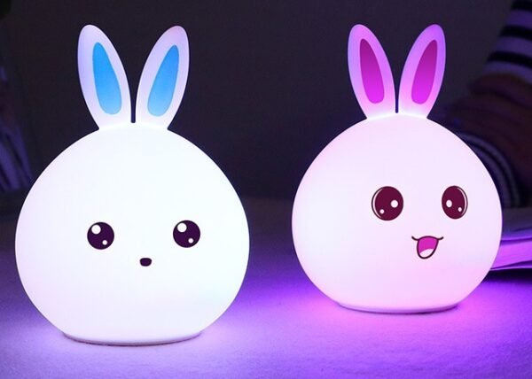 Cute Night Light Animal Rabbit Night lamps Touch Sensor Silicone LED Colorful Lights – Bild 3