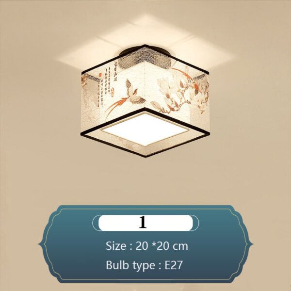 Chinese Round Square Ceiling Lights Fixtures Fabric For Living Room Aisle Shade Mounted Lamp – Bild 6