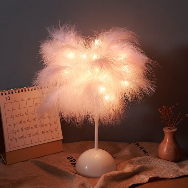 Feather Lamp Nordic Desk Lamp European-Style Bedroom Bedside Feather Table Lamp Night Light Table Lamp Decoration Modern – Bild 6