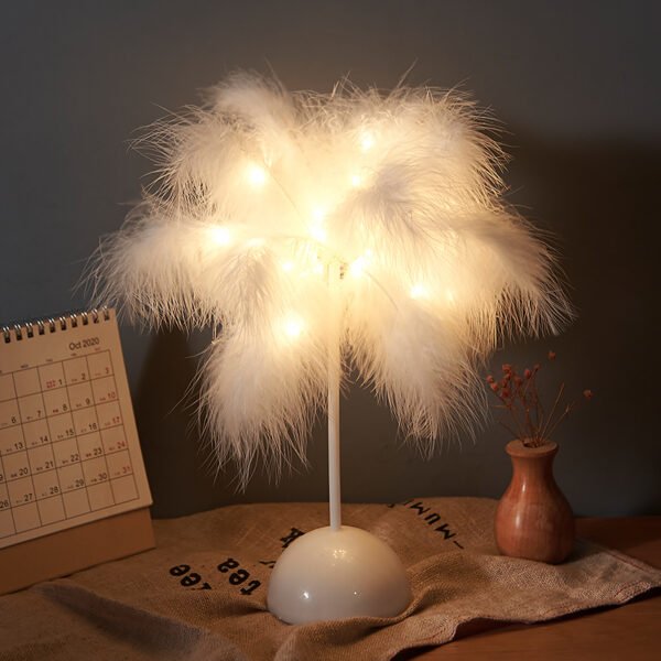 Feather Lamp Nordic Desk Lamp European-Style Bedroom Bedside Feather Table Lamp Night Light Table Lamp Decoration Modern – Bild 5