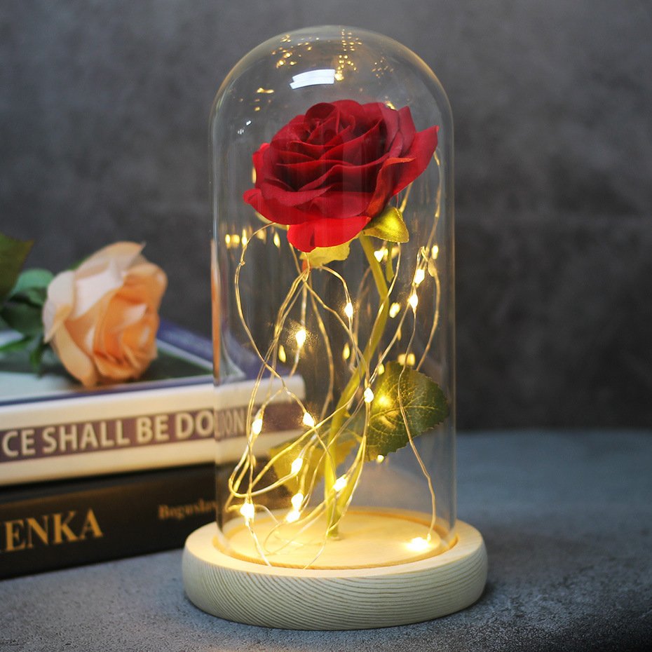 Mothers Day Wedding Favors Bridesmaid Gift Immortal Simulation Rose Glass Cover Luminous Led Ornament – Bild 8