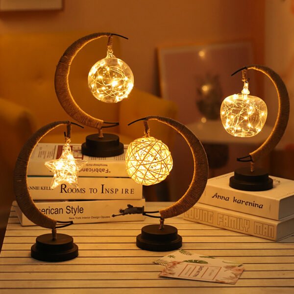 Led Moon Light Wrought Iron Ornament Light Star Shape Copper Wire Light Decorative Light USB Battery – Bild 2