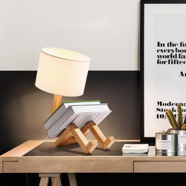 Desk Lamp Creative Bedroom Desk Lamp Wooden Bedside Simple Nordic Modern Gift Cloth Goods Solid Wood Led – Bild 2