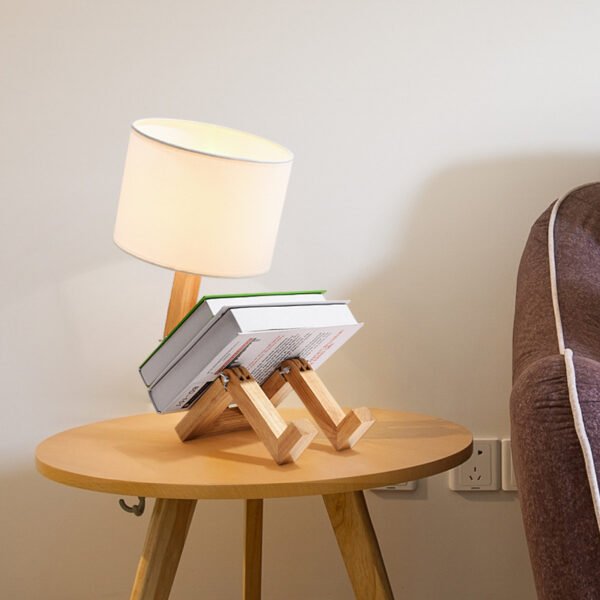 Desk Lamp Creative Bedroom Desk Lamp Wooden Bedside Simple Nordic Modern Gift Cloth Goods Solid Wood Led – Bild 6