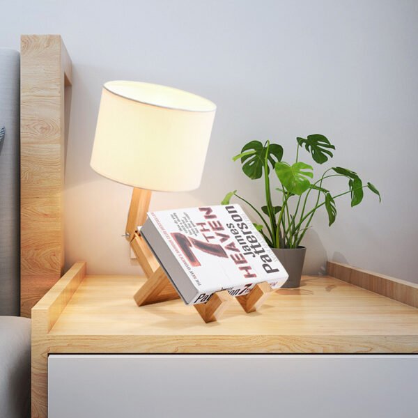 Desk Lamp Creative Bedroom Desk Lamp Wooden Bedside Simple Nordic Modern Gift Cloth Goods Solid Wood Led – Bild 4