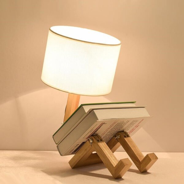 Desk Lamp Creative Bedroom Desk Lamp Wooden Bedside Simple Nordic Modern Gift Cloth Goods Solid Wood Led – Bild 3