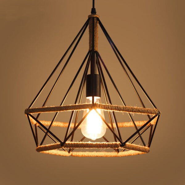Rustic Twine Lamp Industrial Style Retro Chandelier – Bild 2