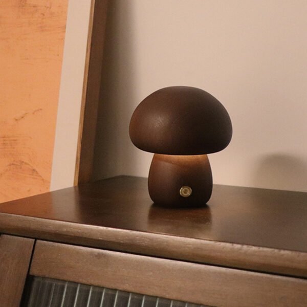 INS Wooden Cute Mushroom LED Night Light With Touch Switch  Bedside Table Lamp For Bedroom Childrens Room Sleeping Night Lamps Home Decor – Bild 8