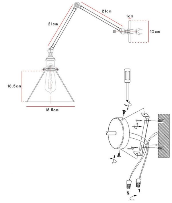 Retro folding wall light – Bild 6
