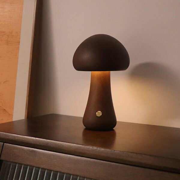 INS Wooden Cute Mushroom LED Night Light With Touch Switch  Bedside Table Lamp For Bedroom Childrens Room Sleeping Night Lamps Home Decor – Bild 9