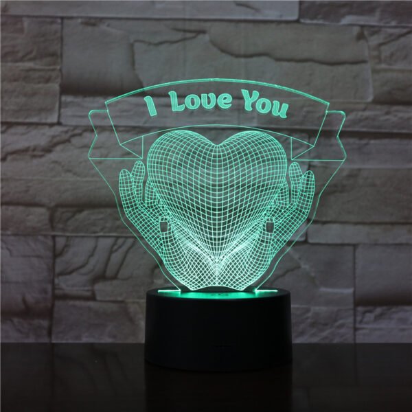 Valentines Day Gift Hands Holding Love 3D Night Light – Bild 2