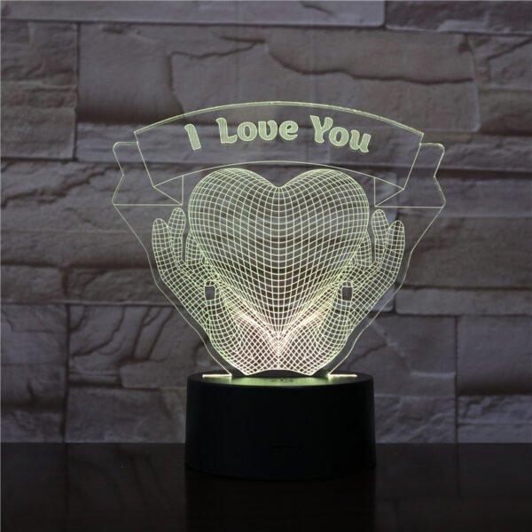 Valentines Day Gift Hands Holding Love 3D Night Light – Bild 4