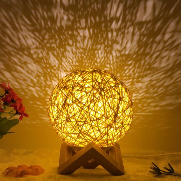 Amazon Hot Selling Creative Linen Table Lamp Novel and Unique LED Intelligent USB7 Color RGB16 Color Remote Control Rattan Ball Lamp – Bild 8