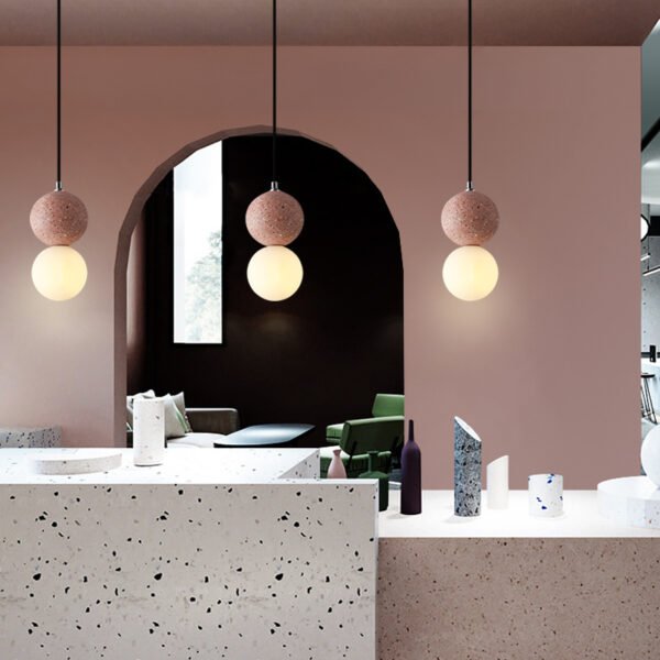 Nordic Ins Modern Cement Terrazzo Small Chandelier Restaurant Bar – Bild 3