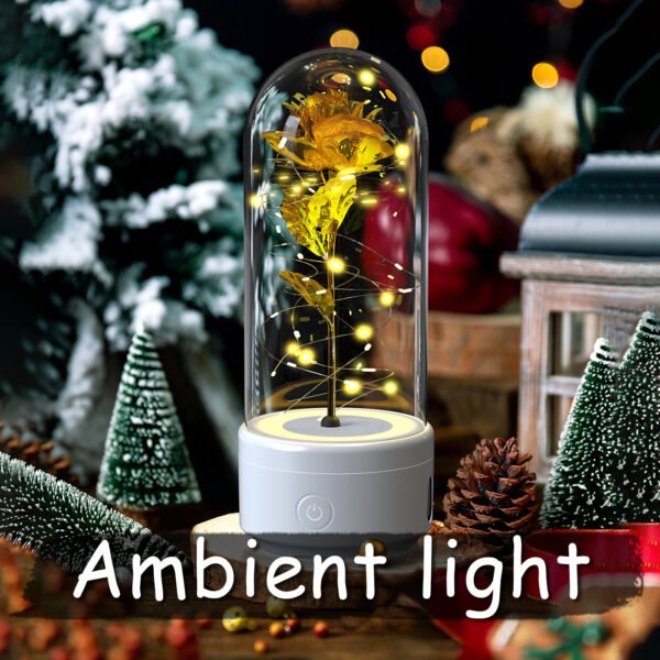 Creative 2 In 1 Rose Flowers LED Light And Bluetooth-compatible Speaker Valentine's Day Gift Rose Luminous Night Light Ornament In Glass Cover – Bild 3