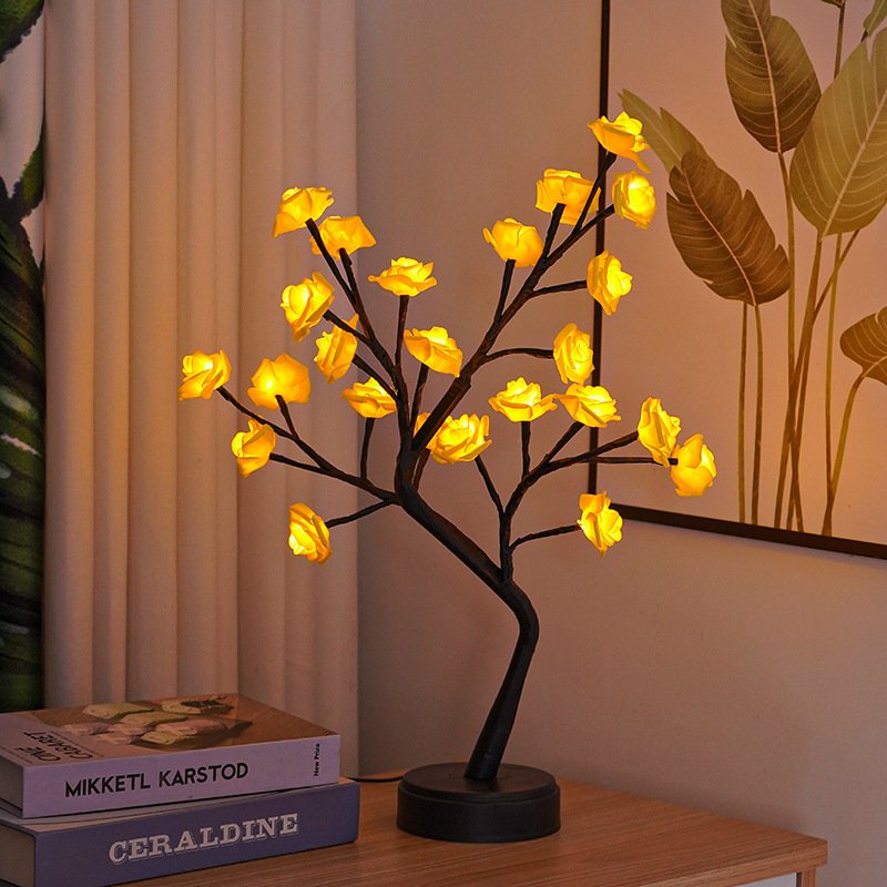 Table Lamp Flower Tree Rose Lamps Fairy Desk Night Lights USB Operated Gifts For Wedding Valentine Christmas Decoration – Bild 2