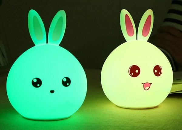 Cute Night Light Animal Rabbit Night lamps Touch Sensor Silicone LED Colorful Lights – Bild 2