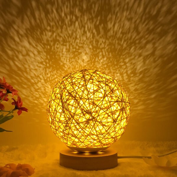 Amazon Hot Selling Creative Linen Table Lamp Novel and Unique LED Intelligent USB7 Color RGB16 Color Remote Control Rattan Ball Lamp – Bild 6