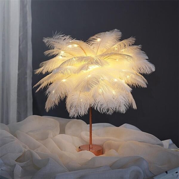 Feather Lamp Nordic Desk Lamp European-Style Bedroom Bedside Feather Table Lamp Night Light Table Lamp Decoration Modern – Bild 3