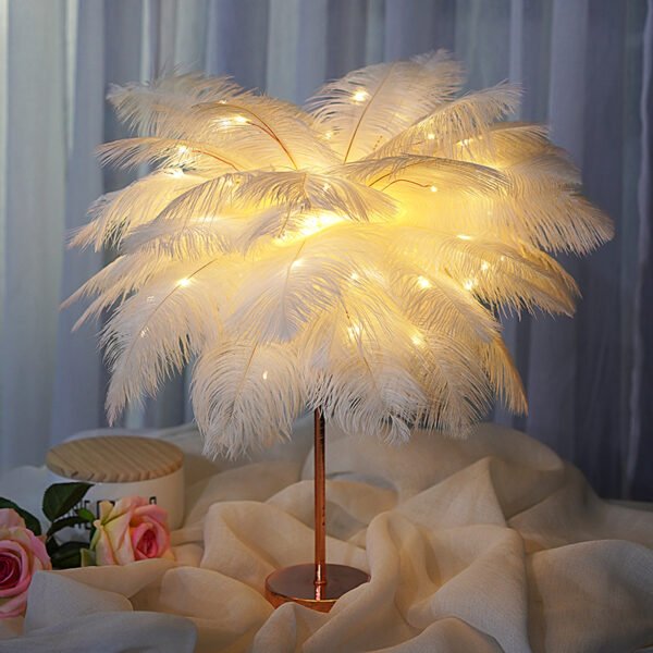 Feather Lamp Nordic Desk Lamp European-Style Bedroom Bedside Feather Table Lamp Night Light Table Lamp Decoration Modern – Bild 2