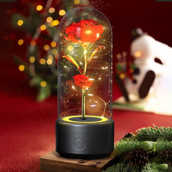 Creative 2 In 1 Rose Flowers LED Light And Bluetooth-compatible Speaker Valentine's Day Gift Rose Luminous Night Light Ornament In Glass Cover – Bild 7