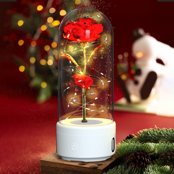 Creative 2 In 1 Rose Flowers LED Light And Bluetooth-compatible Speaker Valentine's Day Gift Rose Luminous Night Light Ornament In Glass Cover – Bild 8