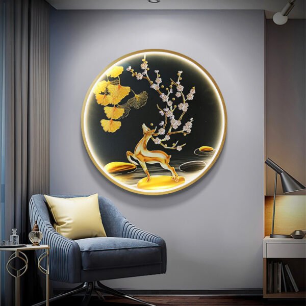 Three Dimensional Relief Entryway Decorative Painting Lamp Circular Background Wall Landscape Mural Lamp – Bild 9
