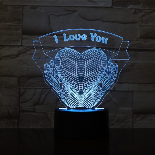 Valentines Day Gift Hands Holding Love 3D Night Light – Bild 3