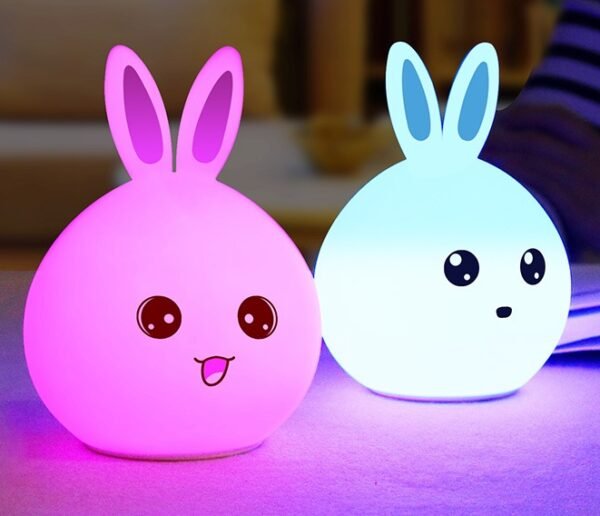 Cute Night Light Animal Rabbit Night lamps Touch Sensor Silicone LED Colorful Lights – Bild 4