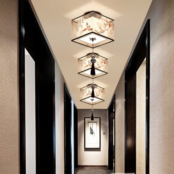 Chinese Round Square Ceiling Lights Fixtures Fabric For Living Room Aisle Shade Mounted Lamp – Bild 4