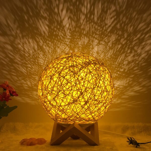 Amazon Hot Selling Creative Linen Table Lamp Novel and Unique LED Intelligent USB7 Color RGB16 Color Remote Control Rattan Ball Lamp – Bild 9