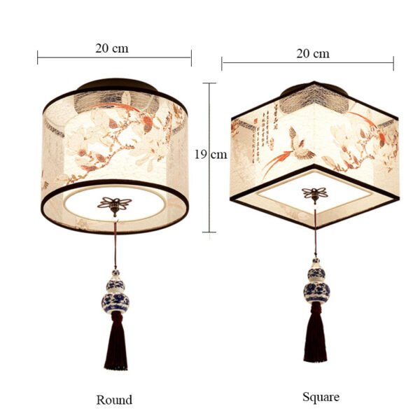 Chinese Round Square Ceiling Lights Fixtures Fabric For Living Room Aisle Shade Mounted Lamp – Bild 3