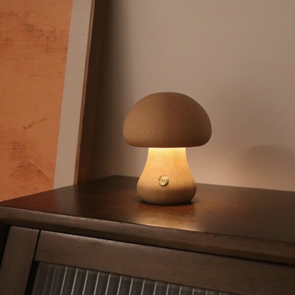 INS Wooden Cute Mushroom LED Night Light With Touch Switch  Bedside Table Lamp For Bedroom Childrens Room Sleeping Night Lamps Home Decor – Bild 6