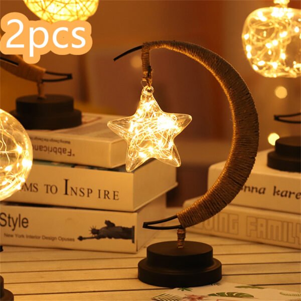 Led Moon Light Wrought Iron Ornament Light Star Shape Copper Wire Light Decorative Light USB Battery – Bild 10