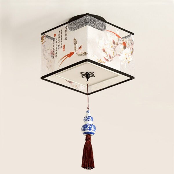 Chinese Round Square Ceiling Lights Fixtures Fabric For Living Room Aisle Shade Mounted Lamp – Bild 5