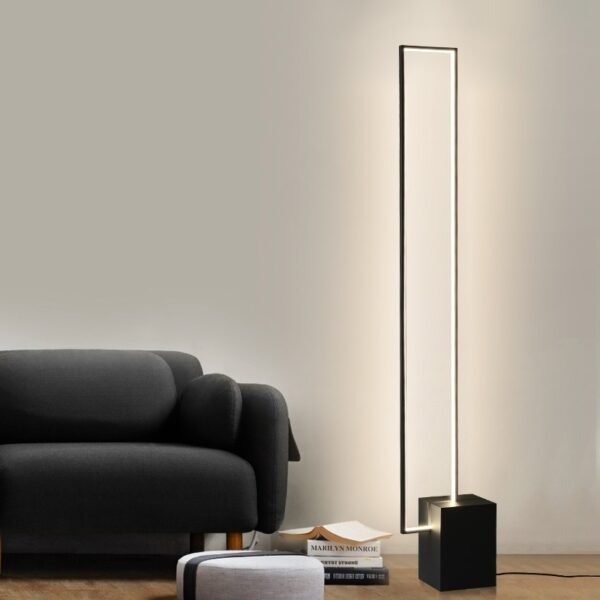 Minimalist Sand Black Floor Lamp Quadriboid Base Square Light Body – Bild 5