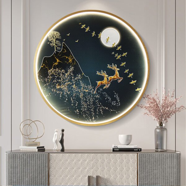 Three Dimensional Relief Entryway Decorative Painting Lamp Circular Background Wall Landscape Mural Lamp – Bild 10