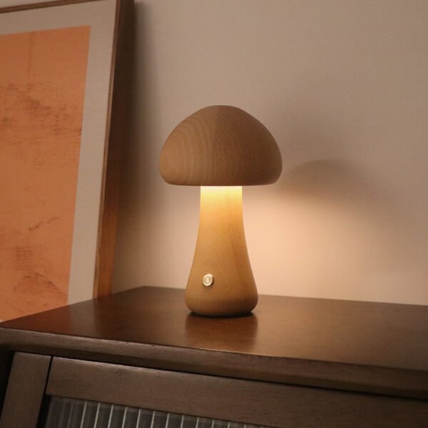 INS Wooden Cute Mushroom LED Night Light With Touch Switch  Bedside Table Lamp For Bedroom Childrens Room Sleeping Night Lamps Home Decor – Bild 7
