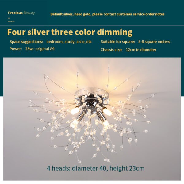 Dandelion Bedroom Crystal Ceiling Lamp – Bild 3